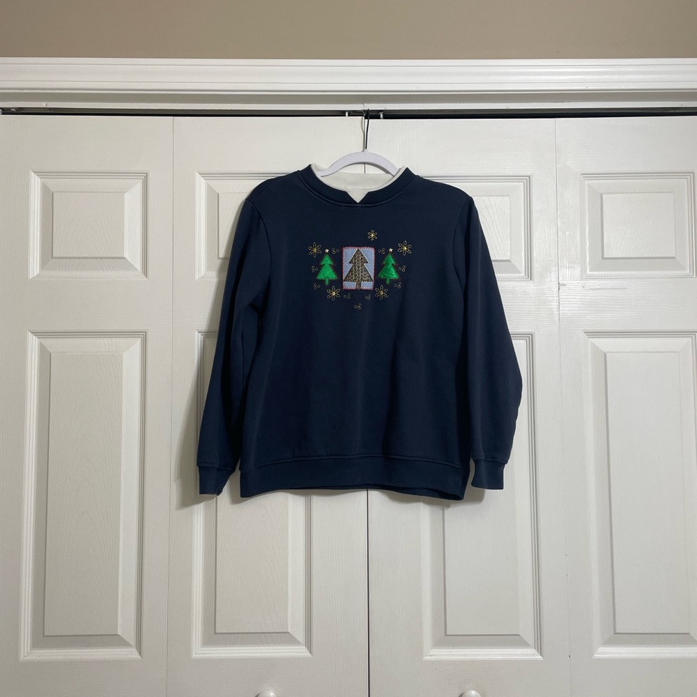 VINTAGE | Navy Blue Kim Rogers Christmas Sweatshirt